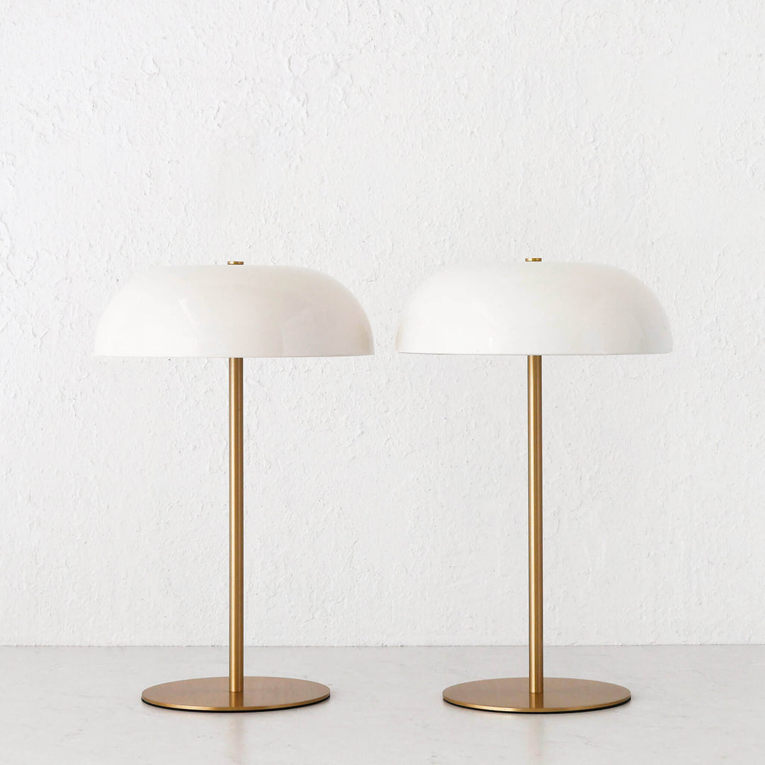 SAO MARTINHO DOME LED RECHARGEABLE LAMP BUNDLE X2  |  35CM  |  OFF WHITE + ANTIQUE BRASS