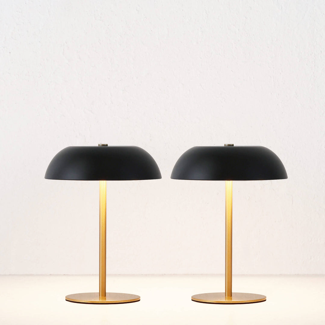 SAO MARTINHO DOME LED RECHARGEABLE LAMP  |  21CM  |  MATTE BLACK + ANTIQUE BRASS | BUNDLE x2