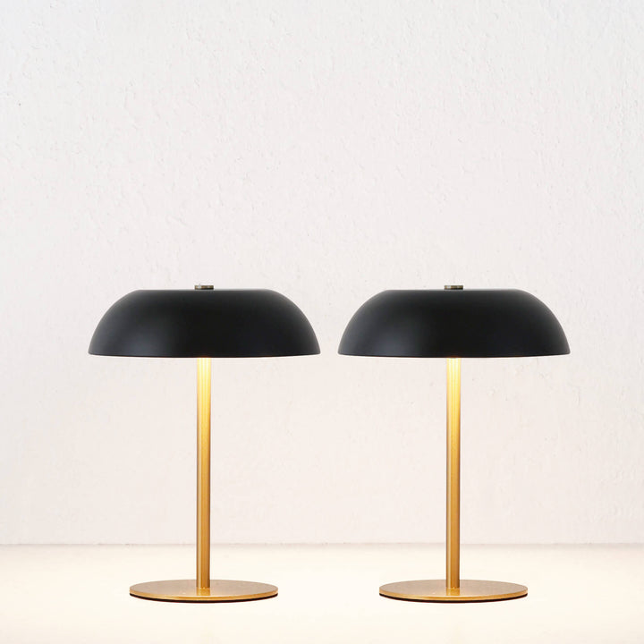 SAO MARTINHO DOME LED RECHARGEABLE LAMP  |  21CM  |  MATTE BLACK + ANTIQUE BRASS | BUNDLE x2