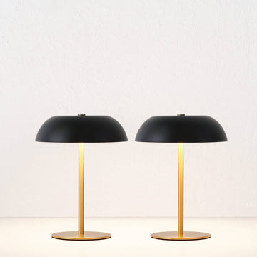 SAO MARTINHO DOME LED RECHARGEABLE LAMP  |  21CM  |  MATTE BLACK + ANTIQUE BRASS | BUNDLE x2