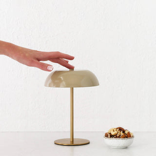 SAO MARTINHO DOME LED RECHARGEABLE LAMP  |  21CM  |  TAUPE + ANTIQUE BRASS