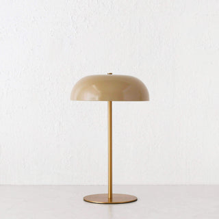 SAO MARTINHO DOME LED RECHARGEABLE LAMP  |  35CM  |  TAUPE + ANTIQUE BRASS