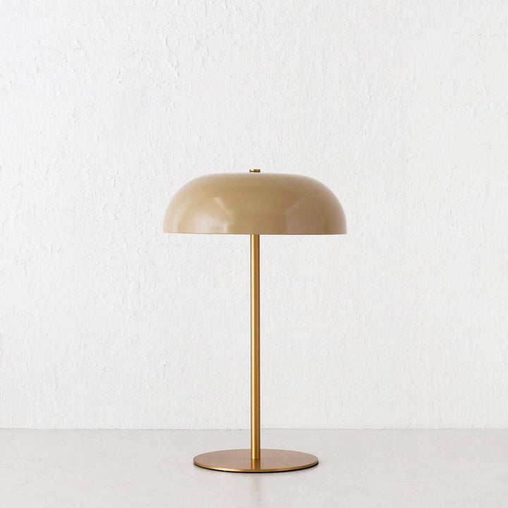 SAO MARTINHO DOME LED RECHARGEABLE LAMP  |  35CM  |  TAUPE + ANTIQUE BRASS
