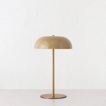 SAO MARTINHO DOME LED RECHARGEABLE LAMP  |  35CM  |  TAUPE + ANTIQUE BRASS