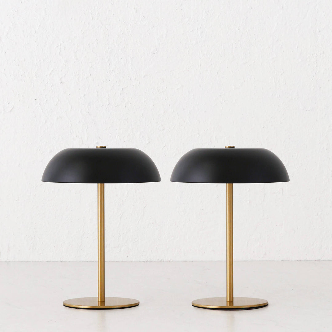 SAO MARTINHO DOME LED RECHARGEABLE LAMP BUNDLE X2  |  21CM  |  MATTE BLACK + ANTIQUE BRASS