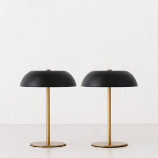 SAO MARTINHO DOME LED RECHARGEABLE LAMP BUNDLE X2  |  21CM  |  MATTE BLACK + ANTIQUE BRASS