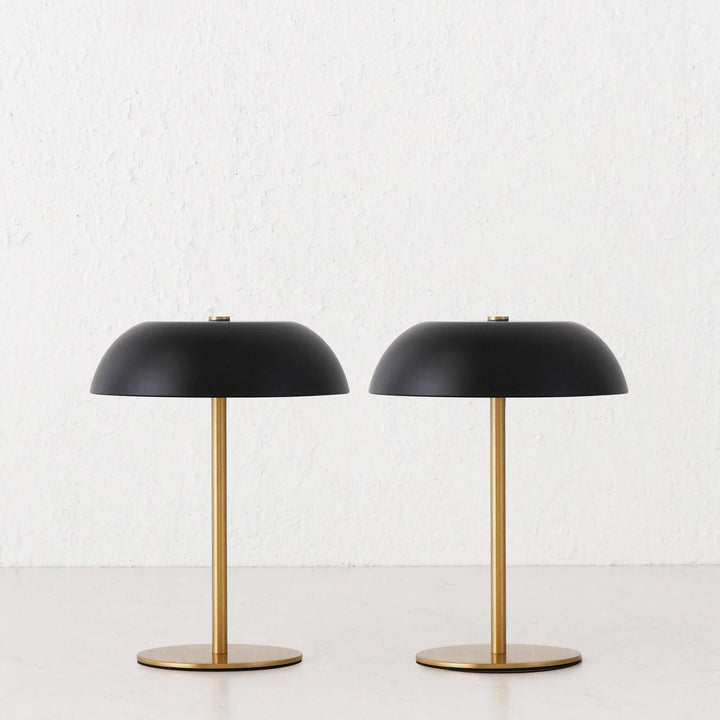 SAO MARTINHO DOME LED RECHARGEABLE LAMP BUNDLE X2  |  21CM  |  MATTE BLACK + ANTIQUE BRASS