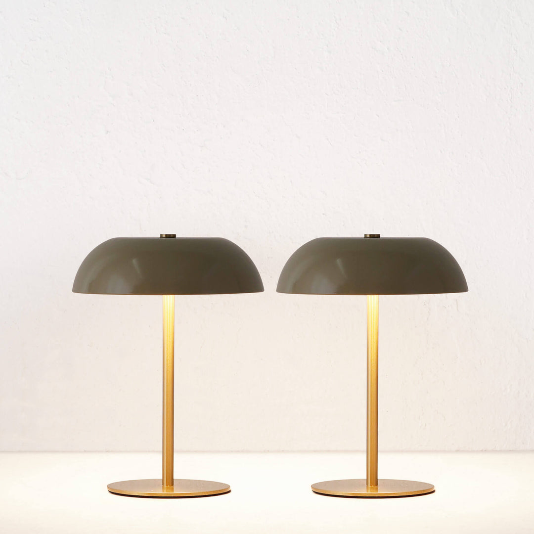 SAO MARTINHO DOME LED RECHARGEABLE LAMP BUNDLE X2  |  21CM  |  TAUPE + ANTIQUE BRASS