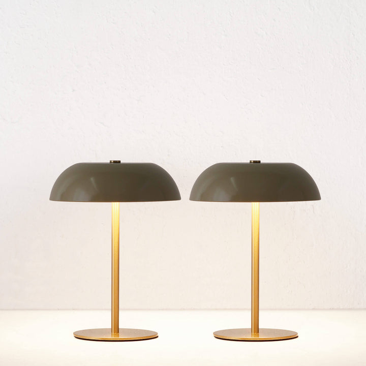 SAO MARTINHO DOME LED RECHARGEABLE LAMP BUNDLE X2  |  21CM  |  TAUPE + ANTIQUE BRASS