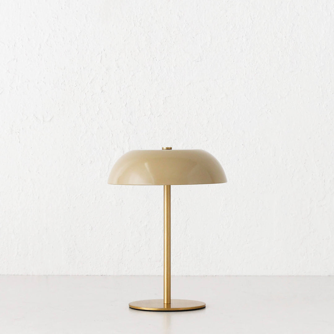 SAO MARTINHO DOME LED RECHARGEABLE LAMP  |  21CM  |  TAUPE + ANTIQUE BRASS