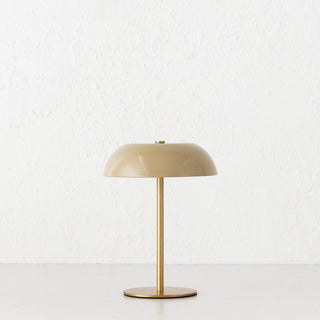 SAO MARTINHO DOME LED RECHARGEABLE LAMP  |  21CM  |  TAUPE + ANTIQUE BRASS
