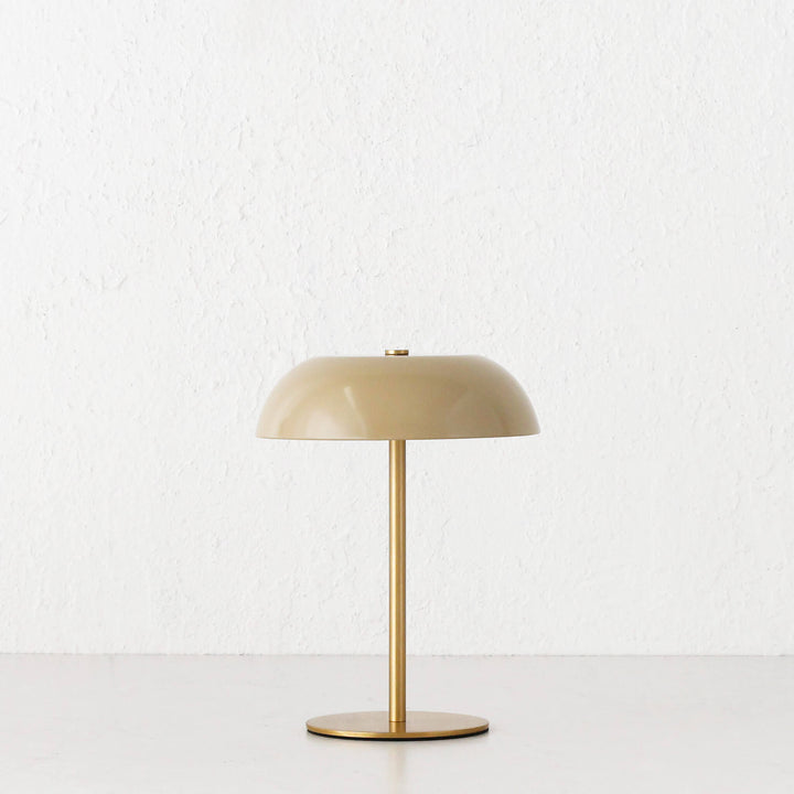 SAO MARTINHO DOME LED RECHARGEABLE LAMP  |  21CM  |  TAUPE + ANTIQUE BRASS