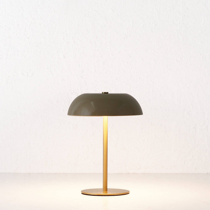 SAO MARTINHO DOME LED RECHARGEABLE LAMP  |  21CM  |  TAUPE + ANTIQUE BRASS