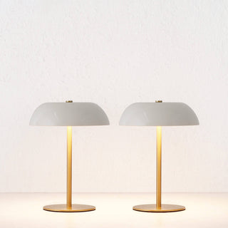 SAO MARTINHO DOME LED RECHARGEABLE LAMP BUNDLE X2  |  21CM  |  OFF WHITE + ANTIQUE BRASS