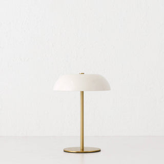 SAO MARTINHO DOME LED RECHARGEABLE LAMP  |  21CM  |  OFF WHITE + ANTIQUE BRASS