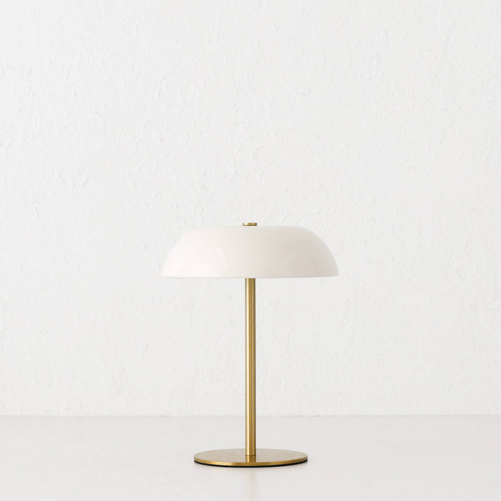 SAO MARTINHO DOME LED RECHARGEABLE LAMP  |  21CM  |  OFF WHITE + ANTIQUE BRASS