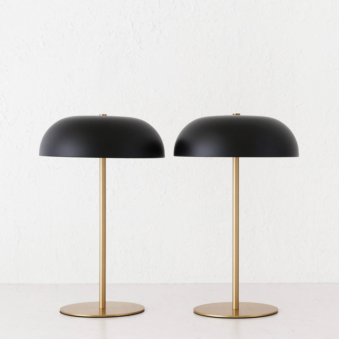 SAO MARTINHO DOME LED RECHARGEABLE LAMP BUNDLE X2  |  35CM  |  MATTE BLACK + ANTIQUE BRASS