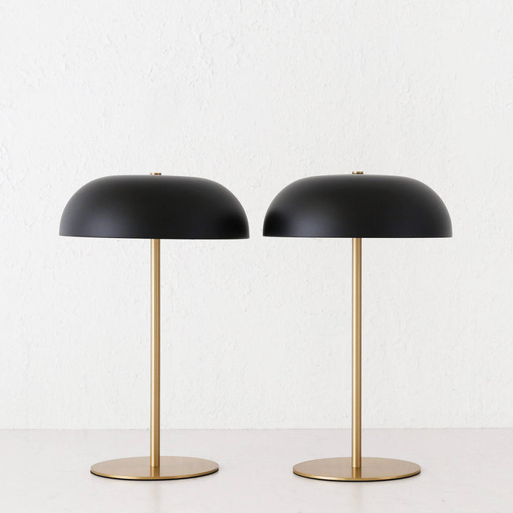 SAO MARTINHO DOME LED RECHARGEABLE LAMP BUNDLE X2  |  35CM  |  MATTE BLACK + ANTIQUE BRASS