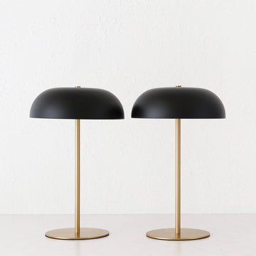 SAO MARTINHO DOME LED RECHARGEABLE LAMP BUNDLE X2  |  35CM  |  MATTE BLACK + ANTIQUE BRASS