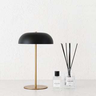 SAO MARTINHO DOME LED RECHARGEABLE LAMP  |  35CM  |  MATTE BLACK + ANTIQUE BRASS