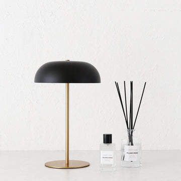 SAO MARTINHO DOME LED RECHARGEABLE LAMP  |  35CM  |  MATTE BLACK + ANTIQUE BRASS