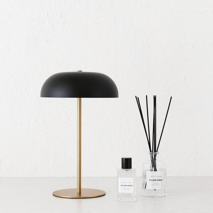 SAO MARTINHO DOME LED RECHARGEABLE LAMP  |  35CM  |  MATTE BLACK + ANTIQUE BRASS