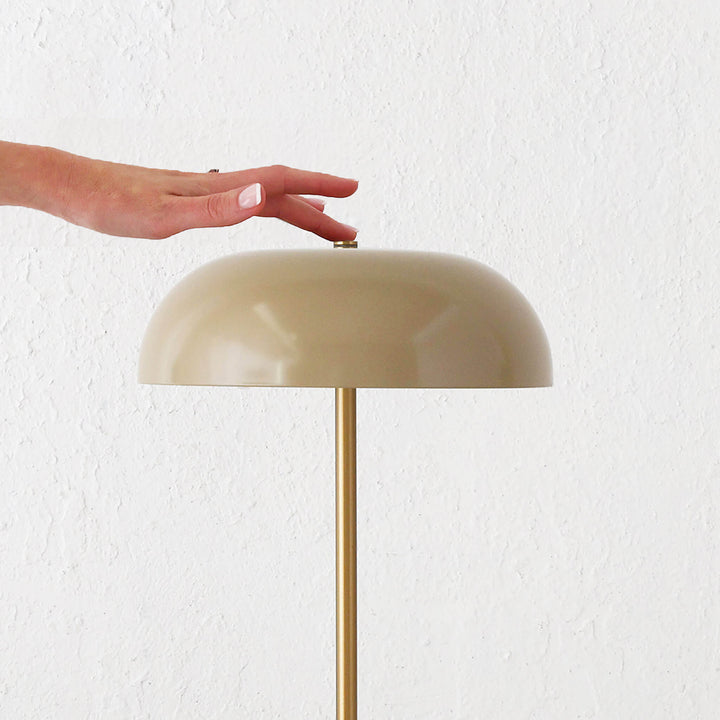 SAO MARTINHO DOME LED RECHARGEABLE LAMP  |  35CM  |  TAUPE + ANTIQUE BRASS