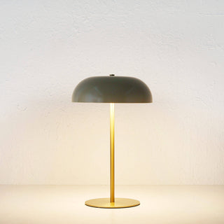 SAO MARTINHO DOME LED RECHARGEABLE LAMP  |  35CM  |  TAUPE + ANTIQUE BRASS
