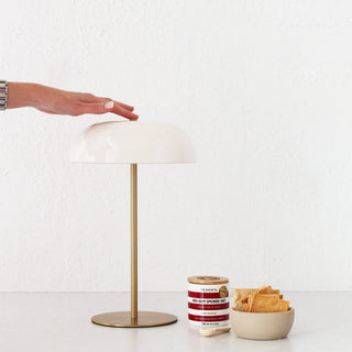 SAO MARTINHO DOME LED RECHARGEABLE LAMP  |  35CM  |  OFF WHITE + ANTIQUE BRASS