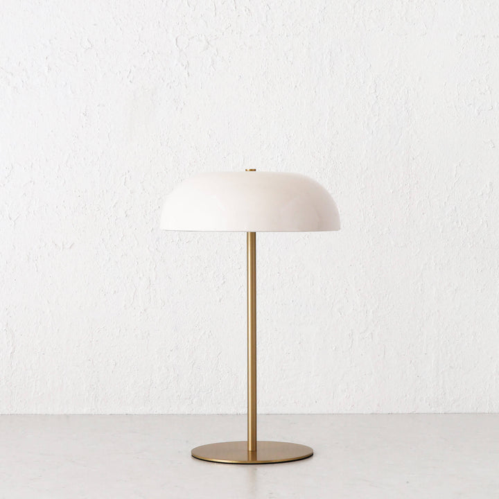 SAO MARTINHO DOME LED RECHARGEABLE LAMP  |  35CM  |  OFF WHITE + ANTIQUE BRASS