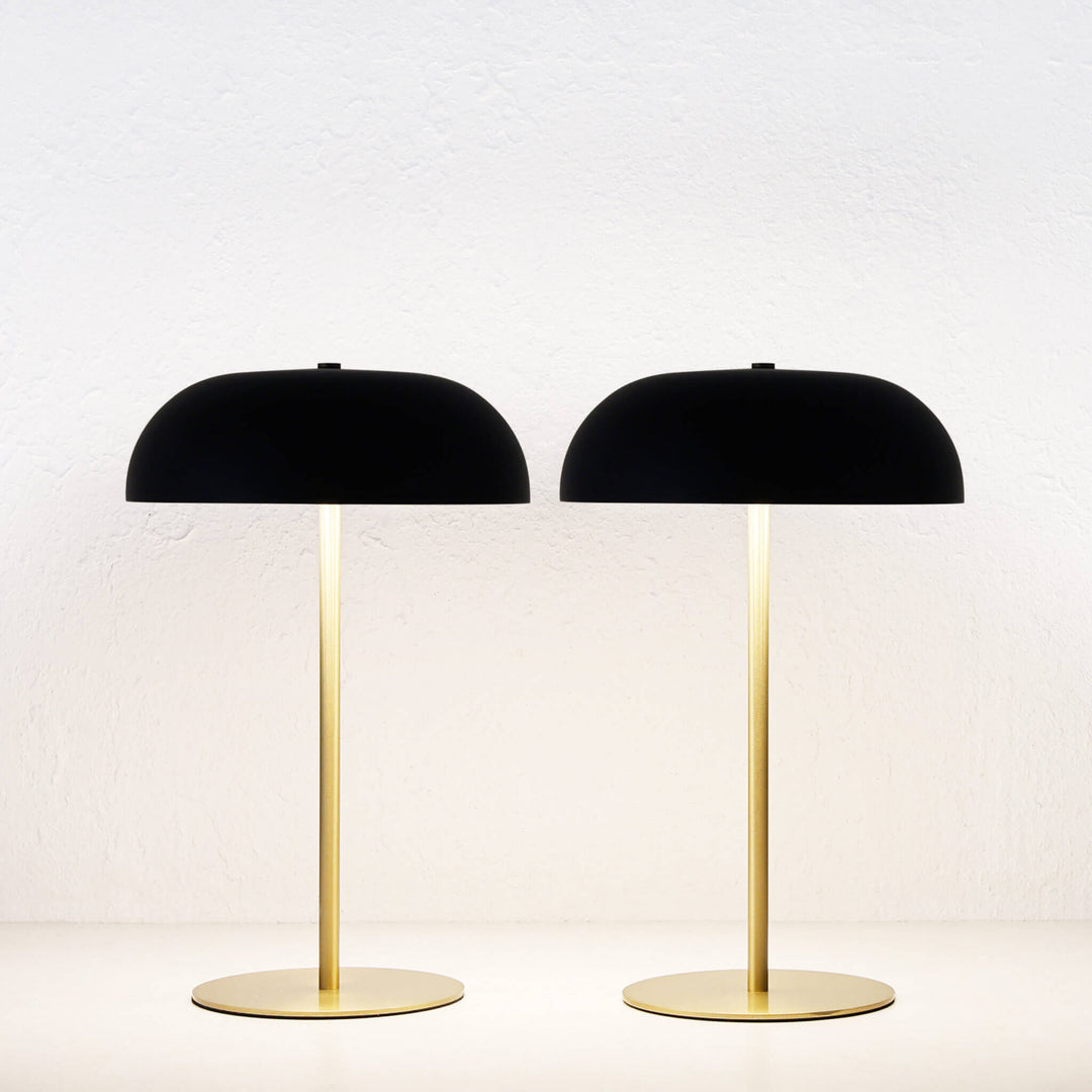 SAO MARTINHO DOME LED RECHARGEABLE LAMP BUNDLE X2  |  35CM  |  MATTE BLACK + ANTIQUE BRASS