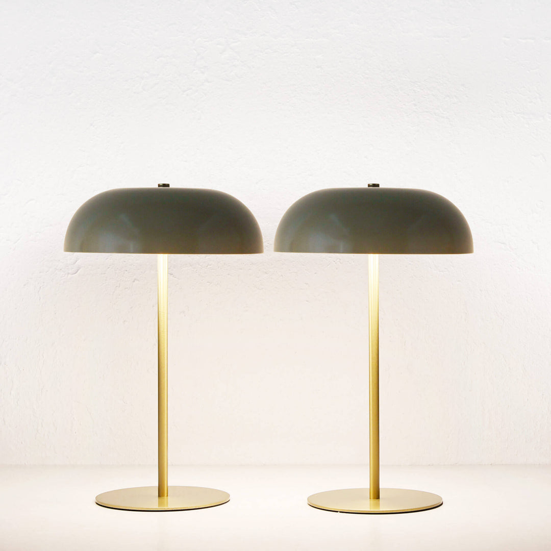 SAO MARTINHO DOME LED RECHARGEABLE LAMP BUNDLE X2  |  35CM  |  TAUPE + ANTIQUE BRASS
