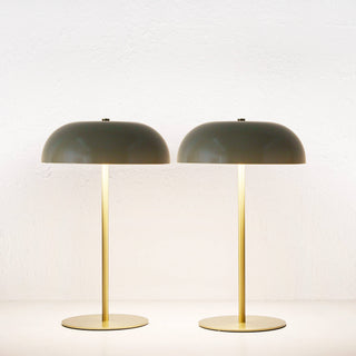 SAO MARTINHO DOME LED RECHARGEABLE LAMP BUNDLE X2  |  35CM  |  TAUPE + ANTIQUE BRASS