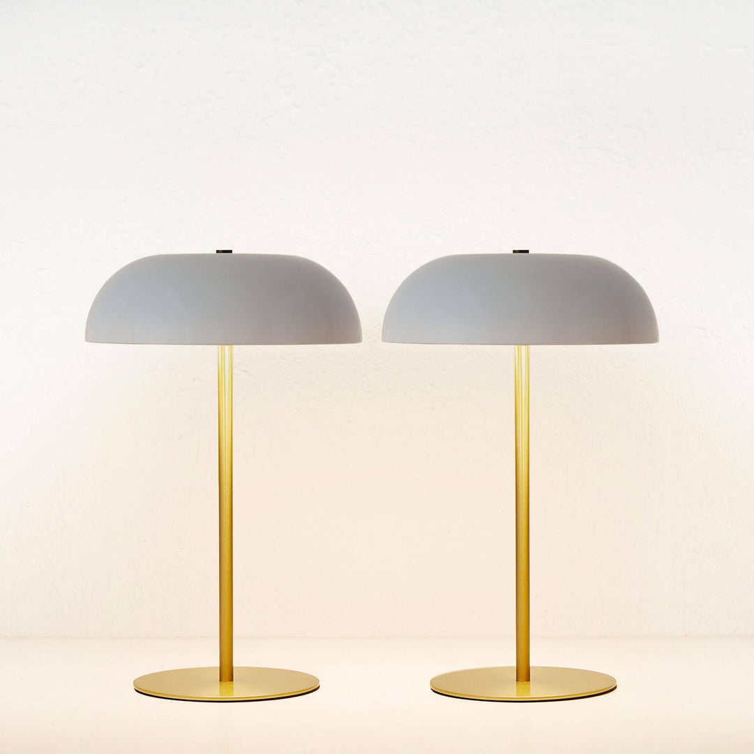 SAO MARTINHO DOME LED RECHARGEABLE LAMP BUNDLE X2  |  35CM  |  OFF WHITE + ANTIQUE BRASS