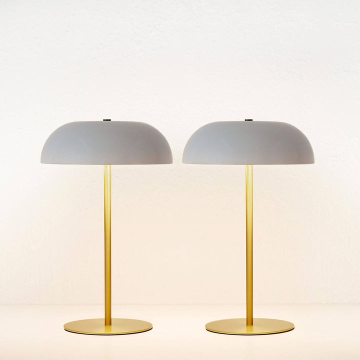 SAO MARTINHO DOME LED RECHARGEABLE LAMP BUNDLE X2  |  35CM  |  OFF WHITE + ANTIQUE BRASS