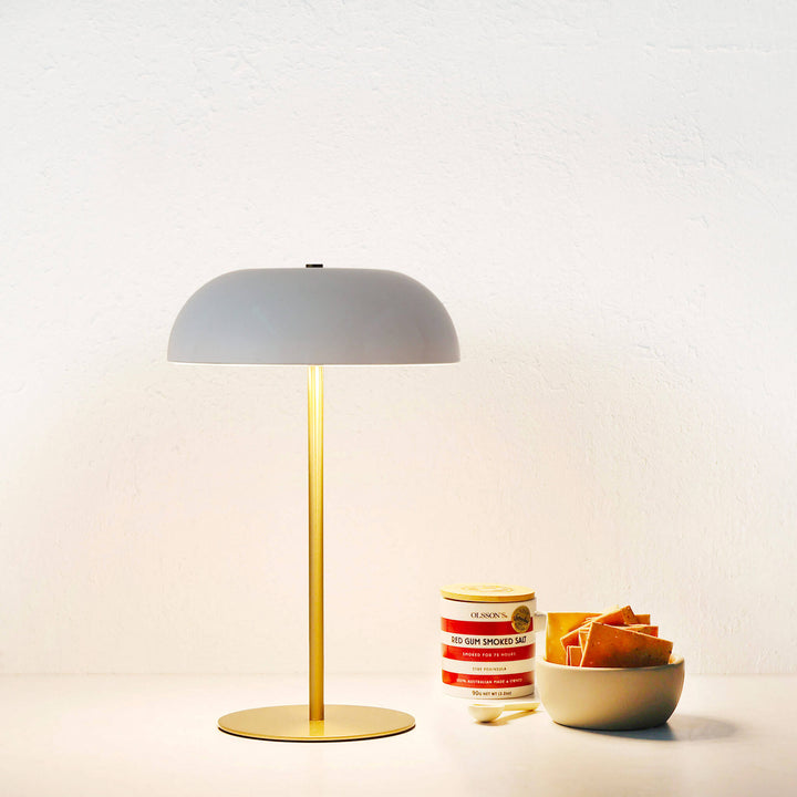 SAO MARTINHO DOME LED RECHARGEABLE LAMP BUNDLE X2  |  35CM  |  OFF WHITE + ANTIQUE BRASS