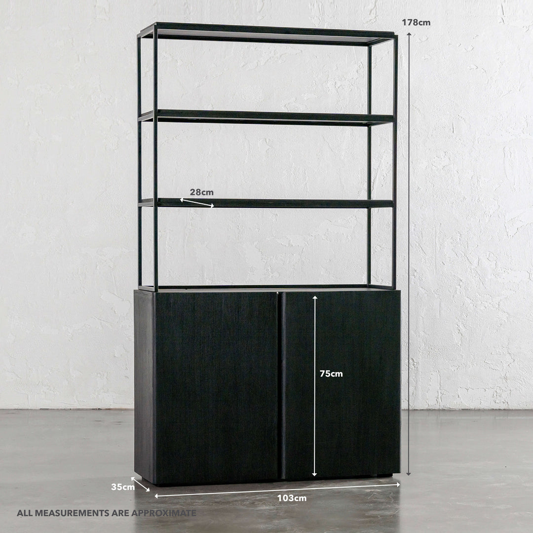 SAUVAGE LONDA OPEN BOOK SHELF  |  BLACK | MEASUREMENTS