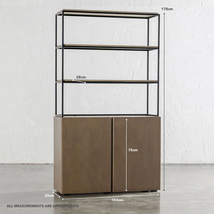 SAUVAGE LONDA OPEN BOOK SHELF  |  IVORY WASH | MEASUREMENTS