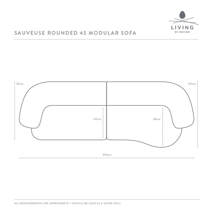 SAUVEUSE ROUNDED 4S MODULAR SOFA AERIAL DIAGRAM