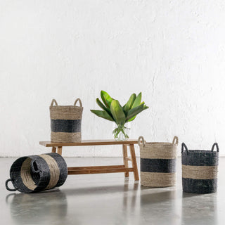 Seagrass Basket Bundle | Black + Natural Seagrass Collection