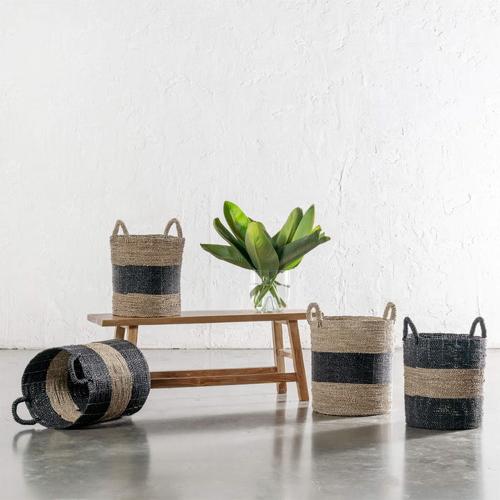 Seagrass Basket Bundle | Black + Natural Seagrass Collection