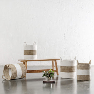 SEAGRASS STORAGE BASKET | WHITE + NATURAL SEAGRASS COLLECTION