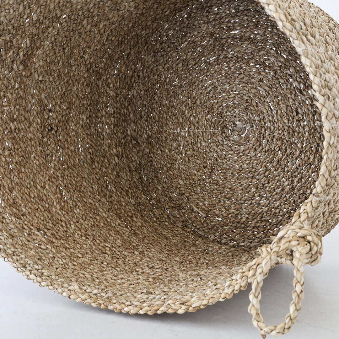 SEAGRASS BASKET WITH ROPE TWIST HANDLE BUNDLE X2  |  M + L  |  NATURAL