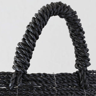SEAGRASS STORAGE BASKET BUNDLE X2  |  M + L  |  BLACK + NATURAL CENTRE STRIPE