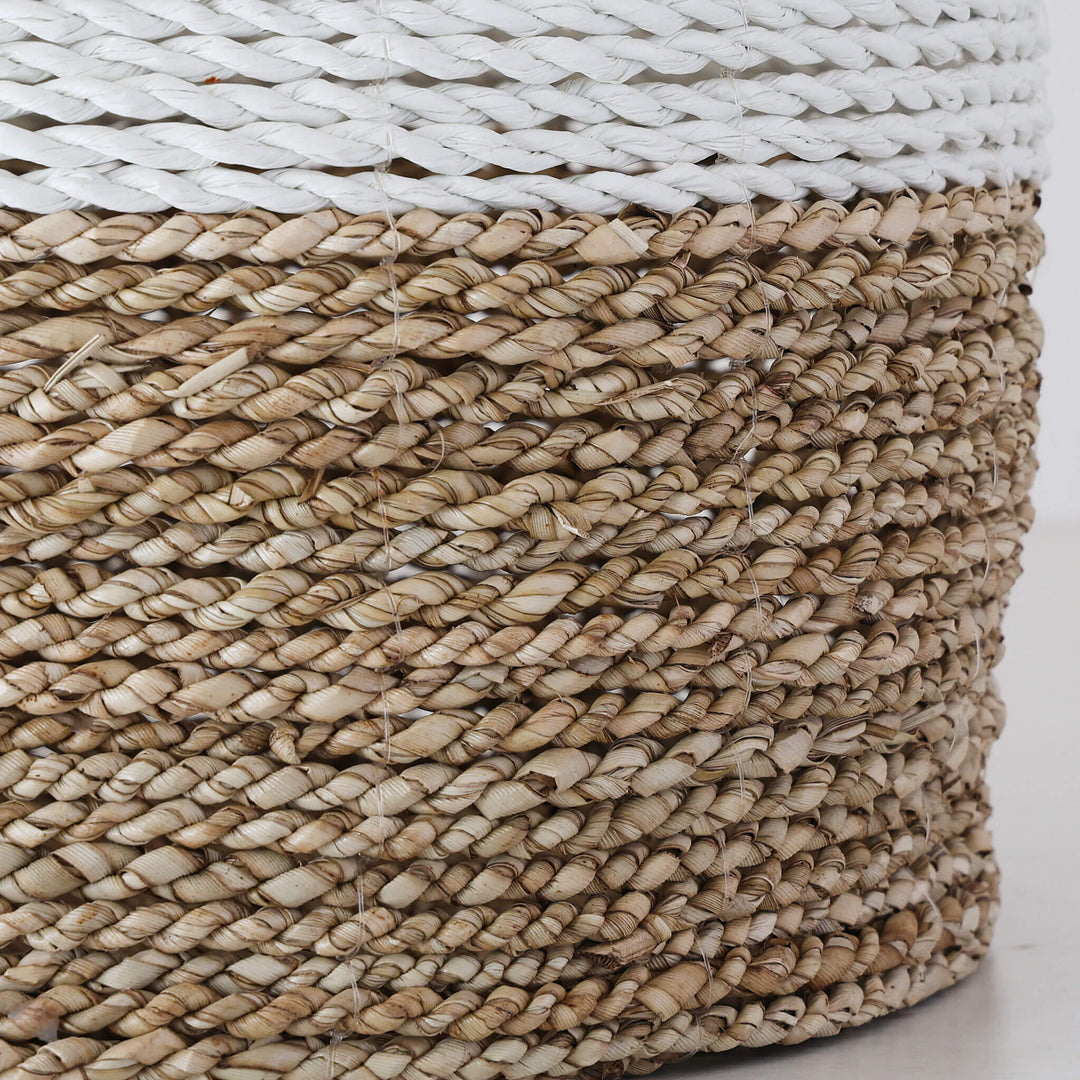 SEAGRASS STORAGE BASKET BUNDLE X2  |  M + L  |  NATURAL + WHITE CENTRE STRIPE