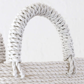 SEAGRASS STORAGE BASKET BUNDLE X2  |  M + L  |  WHITE + NATURAL CENTRE STRIPE