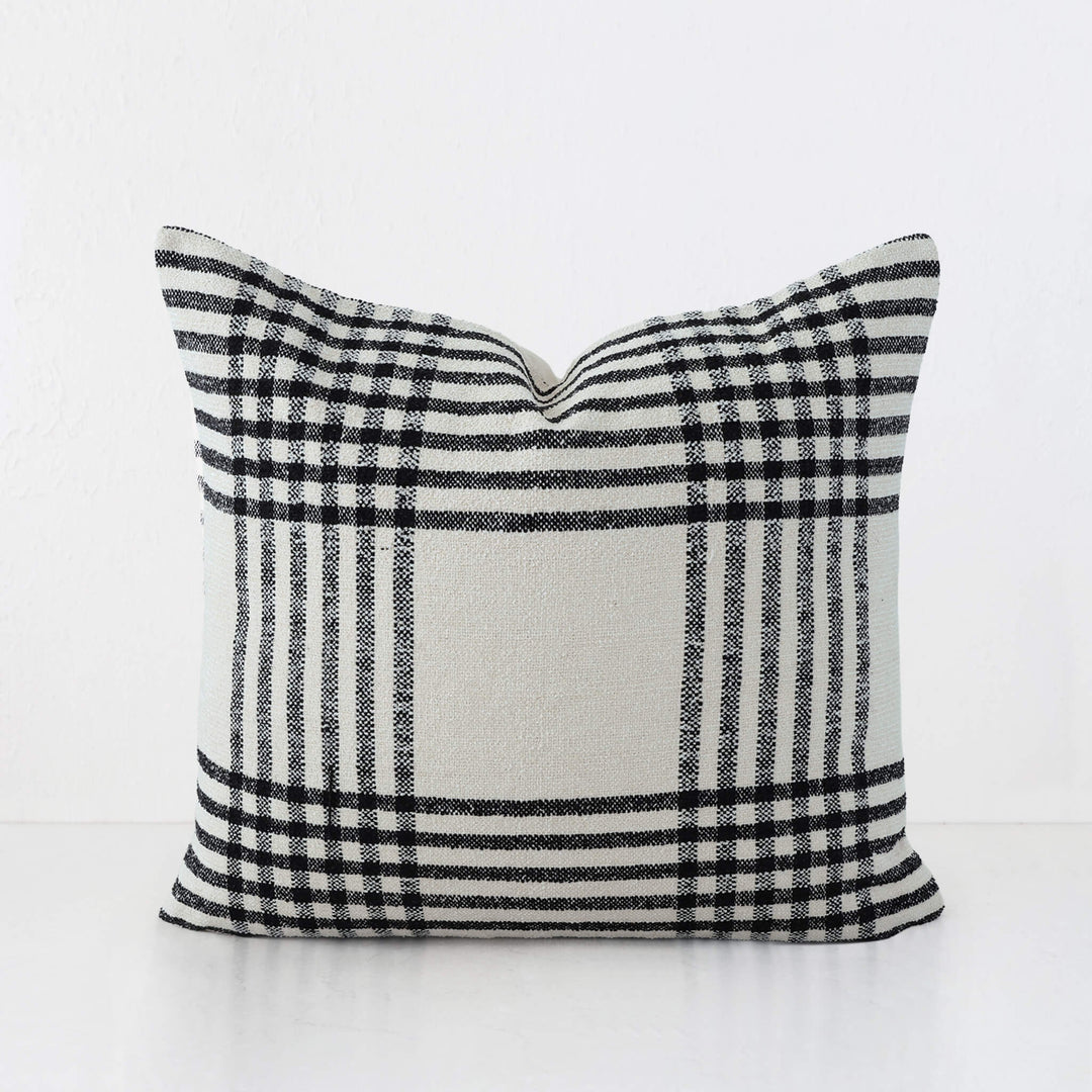 SERRAVILLE CUSHION | BLACK STRIPE + NATURAL | 50X50