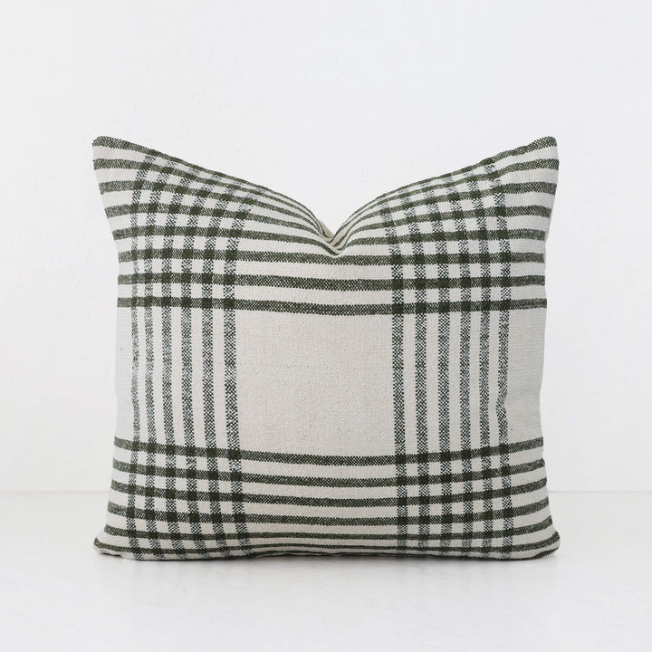 SERRAVILLE CUSHION | OLIVE STRIPE + NATURAL | 50X50