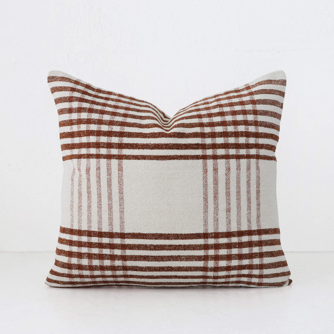 SERRAVILLE CUSHION | RUST STRIPE + NATURAL | 50X50
