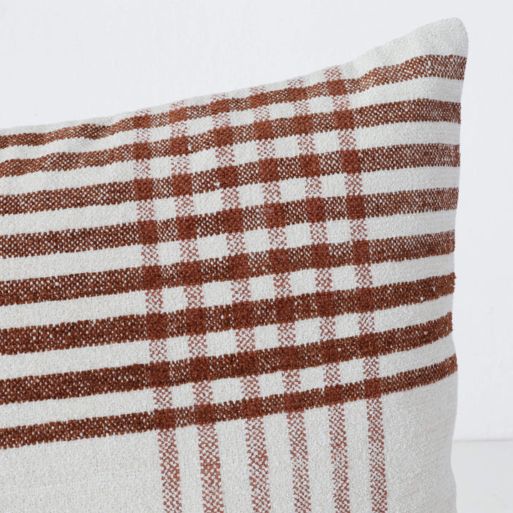 SERRAVILLE CUSHION | RUST STRIPE + NATURAL | CLOSE UP